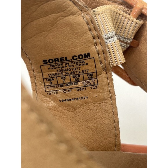Sorel Joanie III Wedge Platform Sandals Peach Leather Ankle Strap Women's 9 - Picture 8 of 8